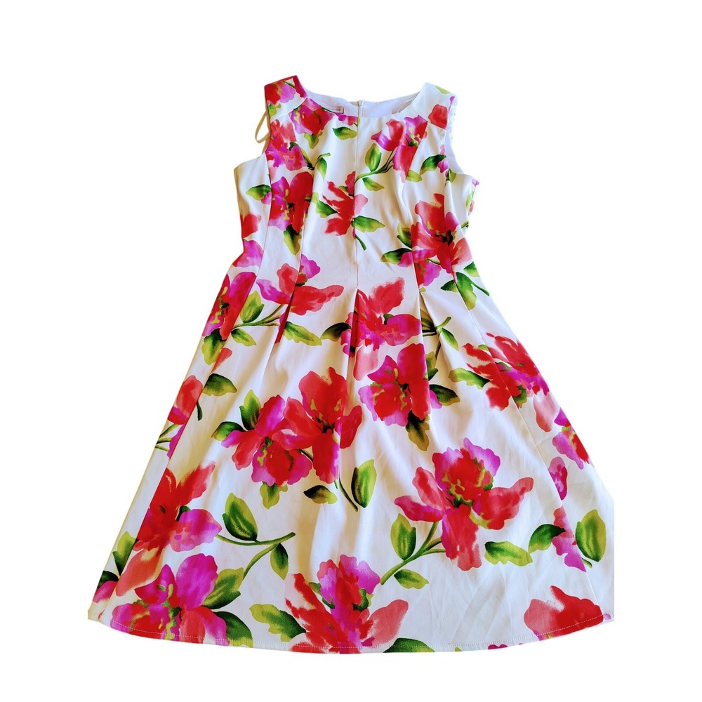 DB Established 1962 Floral Fit & Flare Dress Pink White Sleeveless Size 10 - Picture 3 of 7